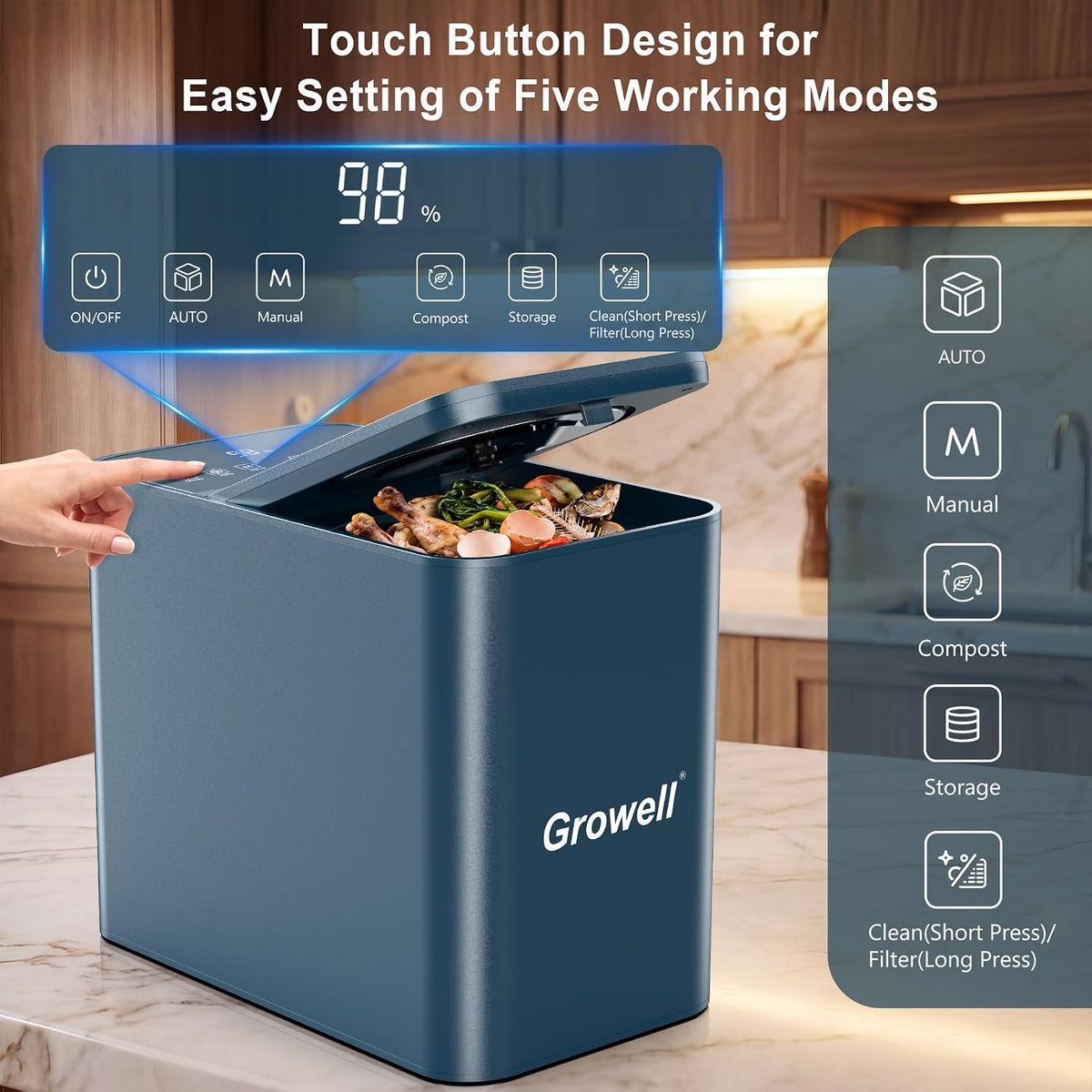 3.2L Electric Composter, Countertop Food Waste Indoor Compost Bin