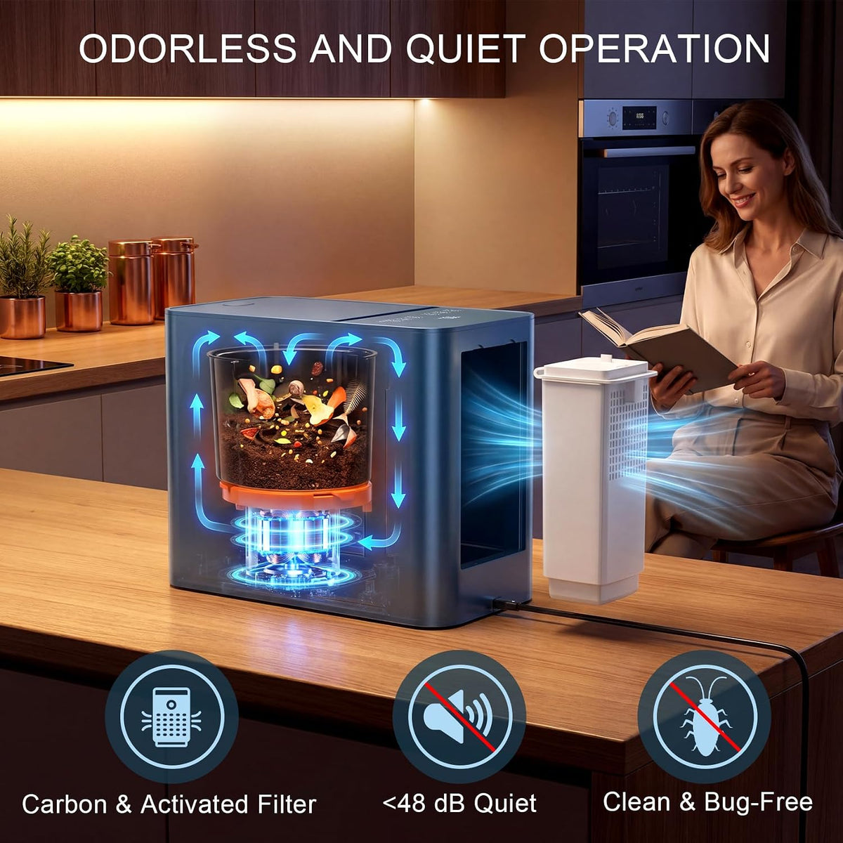 3.2L Electric Composter, Countertop Food Waste Indoor Compost Bin